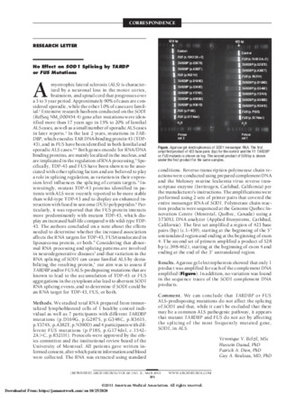 No Effect on SOD1 Splicing by TARDP or FUS Mutations thumbnail