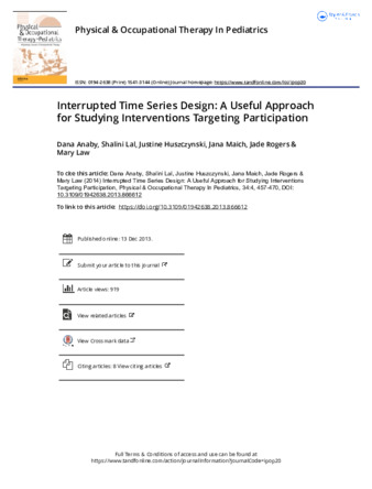 Interrupted Time Series Design: A Useful Approach for Studying Interventions Targeting Participation thumbnail