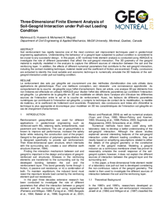 Three-Dimensional Finite Element Analysis of Soil-Geogrid Interaction under Pull-out Loading Condition thumbnail