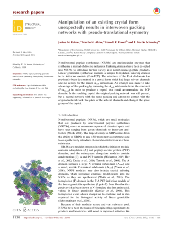 Manipulation of an existing crystal form unexpectedly results in interwoven packing networks with pseudo-translational symmetry thumbnail