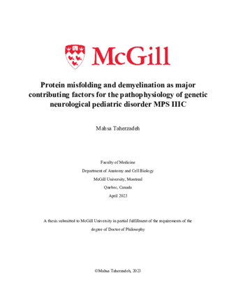 Protein misfolding and demyelination as major contributing factors for the pathophysiology of genetic neurological pediatric disorder MPS IIIC thumbnail