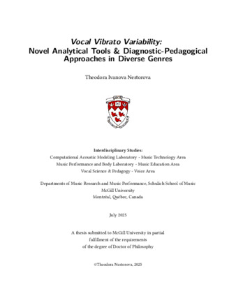 Vocal vibrato variability: Novel analytical tools and diagnostic-pedagogical approaches in diverse genres thumbnail