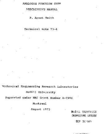 Analogue function unit descriptive manual thumbnail