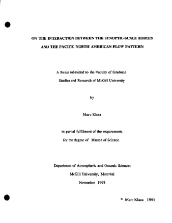 On the interaction between the synoptic-scale eddies and the Pacific North American flow pattern thumbnail