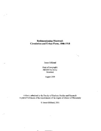 Redimensioning Montreal : circulation and urban form, 1846-1918 thumbnail