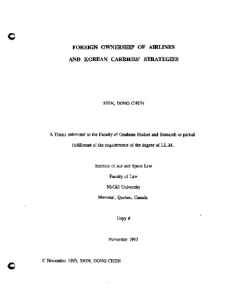 Foreign ownership of airlines and Korean carriers’ strategies thumbnail