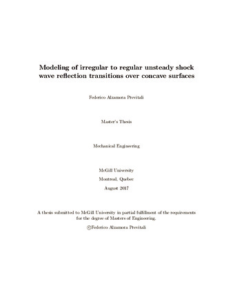 Modeling of irregular to regular unsteady shock wave reflection transitions over concave surfaces thumbnail
