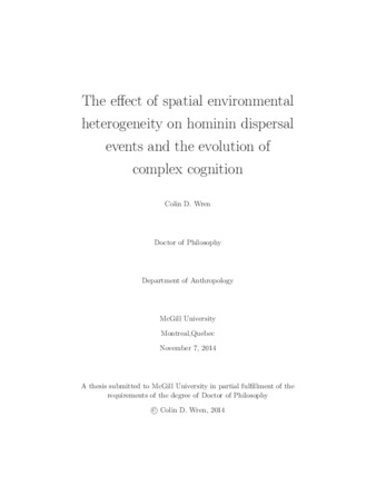 The effect of spatial environmental heterogeneity on hominin dispersal events and the evolution of complex cognition thumbnail