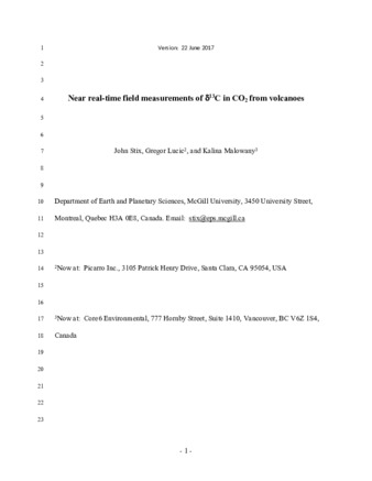 Near real-time field measurements of δ13C in CO2 from volcanoes. thumbnail