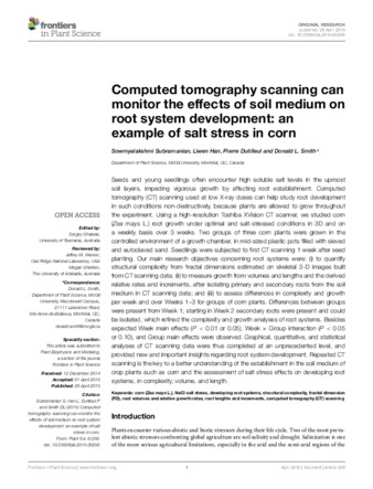 Computed tomography scanning can monitor the effects of soil medium on root system development: an example of salt stress in corn thumbnail