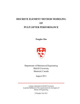 Discrete element method modelling of pulp lifter performance thumbnail