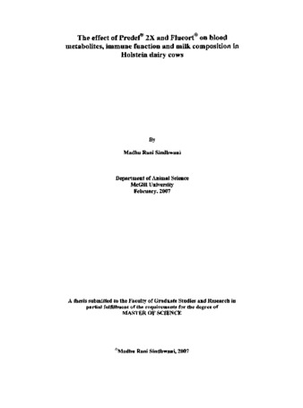 The effect of Predef 2X and Flucort on blood metabolites, immune function and milk composition in Holstein dairy cows / thumbnail