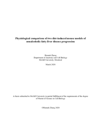 Physiological comparison of two diet-induced mouse models of nonalcoholic fatty liver disease progression thumbnail
