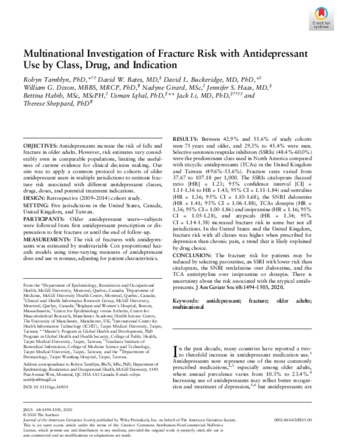 Multinational Investigation of Fracture Risk with Antidepressant Use by Class, Drug, and Indication thumbnail