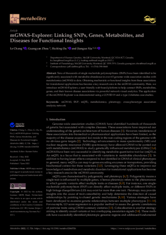mGWAS-Explorer: Linking SNPs, Genes, Metabolites, and Diseases for Functional Insights thumbnail