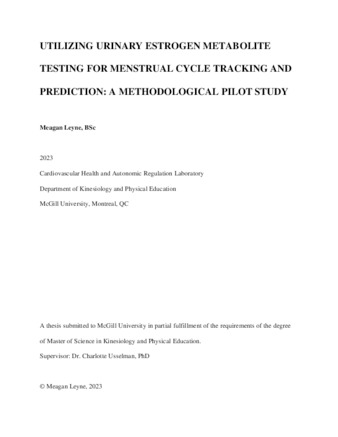 UTILIZING URINARY ESTROGEN METABOLITE TESTING FOR MENSTRUAL CYCLE TRACKING AND PREDICTION: A METHODOLOGICAL PILOT STUDY thumbnail