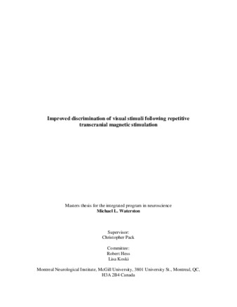 Improved discrimination of visual stimuli following repetitive transcranial magnetic stimulation thumbnail