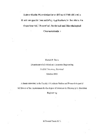 Indoor radio-wave behavior at 850 and 1900 MHz with electromagnetic compatibility applications in hospitals : an experimental, theoretical, statistical and morphological characterization thumbnail