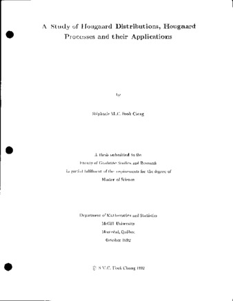 A study of Hougaard distributions, Hougaard processes and their applications / thumbnail