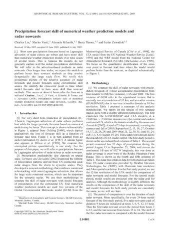 Precipitation forecast skill of numerical weather prediction models and radar nowcasts thumbnail