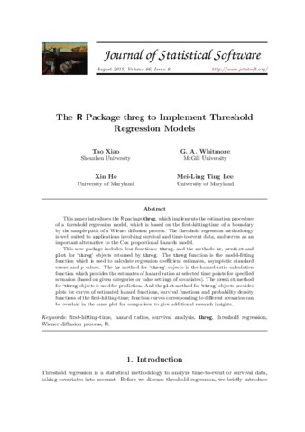 The R Package threg to Implement Threshold Regression Models thumbnail