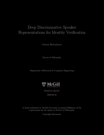 Deep discriminative speaker representations for identity verification thumbnail