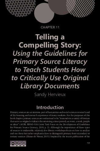 Telling a compelling story: Using the Guidelines for Primary Source Literacy to teach students how to critically use original library documents. thumbnail