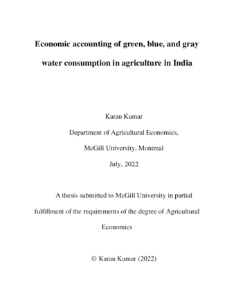 Economic accounting of green, blue, and gray water consumption in agriculture in India thumbnail