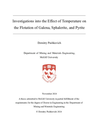 Investigations into the Effect of Temperature on the Flotation of Galena, Sphalerite, and Pyrite thumbnail