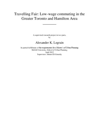 Travelling fair: Low-wage commuting in the Greater Toronto and Hamilton Area thumbnail