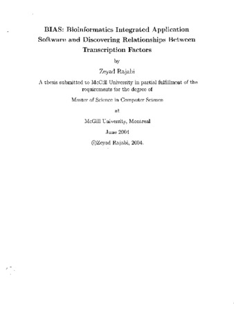 BIAS : bioinformatics integrated application software and discovering relationships between transcription factors thumbnail