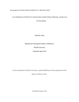 Civic education in the post-9/11 security state: liberal values, patriotism, and the case of Omar Khadr thumbnail