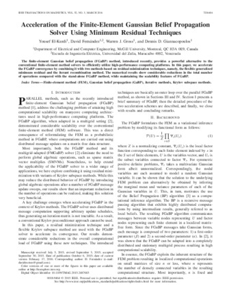 Acceleration of the Finite-Element Gaussian Belief Propagation Solver Using Minimum Residual Techniques thumbnail