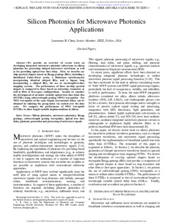 Silicon Photonics for Microwave Photonics Applications thumbnail