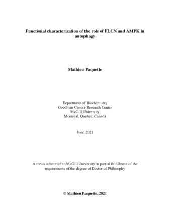 Functional characterization of the role of FLCN and AMPK in autophagy thumbnail