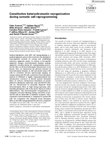 Constitutive heterochromatin reorganization during somatic cell reprogramming thumbnail