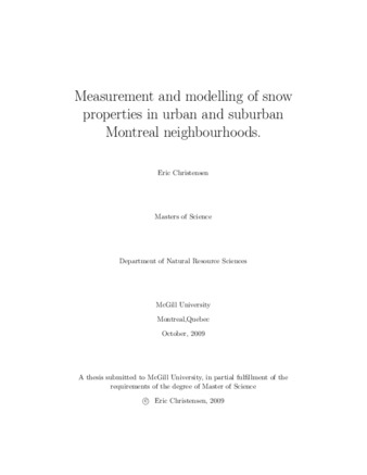 Measurement and modelling of snow properties in urban and suburban Montreal neighbourhoods thumbnail