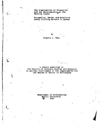 The organization of production and the heterogeneity of the working class : occupation, gender and ethnicity among clothing workers in Quebec thumbnail