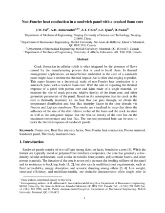 Non-Fourier heat conduction in a sandwich panel with a cracked foam core thumbnail