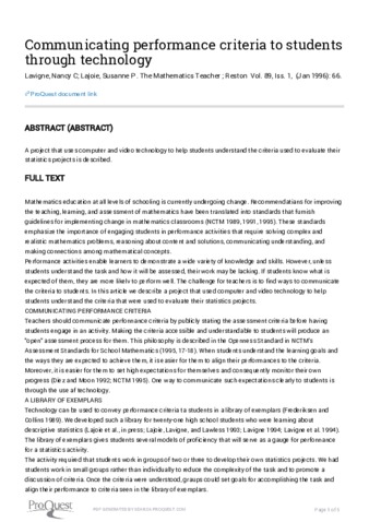 Communicating performance criteria to students through technology thumbnail