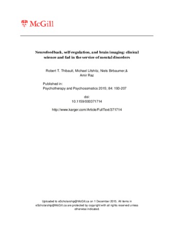 Neurofeedback, self-regulation, and brain imaging: clinical science and fad in the service of mental disorders thumbnail