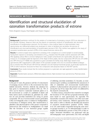 Identification and structural elucidation of ozonation transformation products of estrone thumbnail