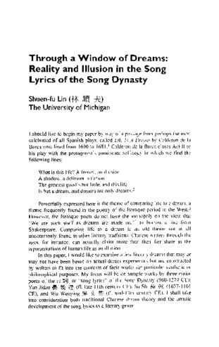 Through a Window of Dreams: Reality and Illusion in the Song Lyrics of the Song Dynasty thumbnail