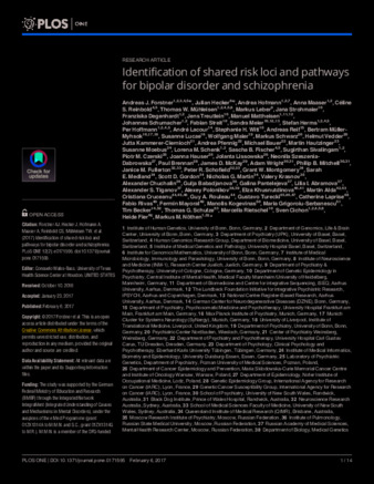 Identification of shared risk loci and pathways for bipolar disorder and schizophrenia thumbnail