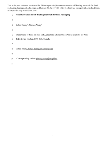 Recent advances in self-healing materials for food packaging thumbnail