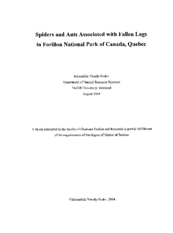 Spiders and ants associated with fallen logs in Forillon National Park of Canada, Quebec thumbnail