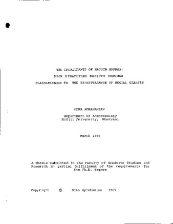 The inhabitants of Haouch Moussa : from stratified society through classlessness to the re-appearance of social classes thumbnail