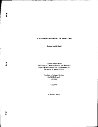 Al-Fârâbi's philosophy of education thumbnail