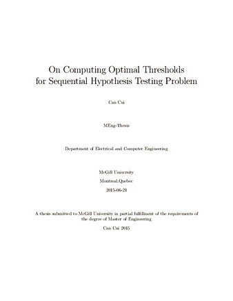 On computing optimal thresholds for sequential hypothesis testing problem thumbnail