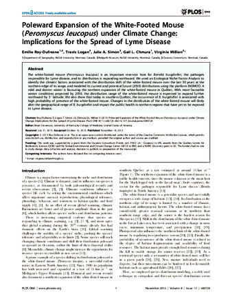 Poleward Expansion of the White-Footed Mouse (Peromyscus leucopus) under Climate Change: Implications for the Spread of Lyme Disease thumbnail